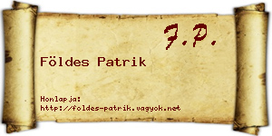 Földes Patrik névjegykártya