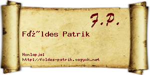 Földes Patrik névjegykártya